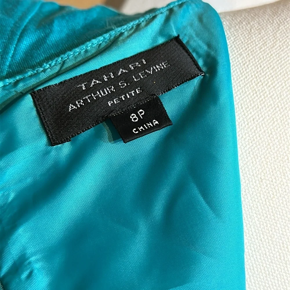 Tahari ASL Vibrant Teal Ruffle Mini Dress - Picture 4 of 4